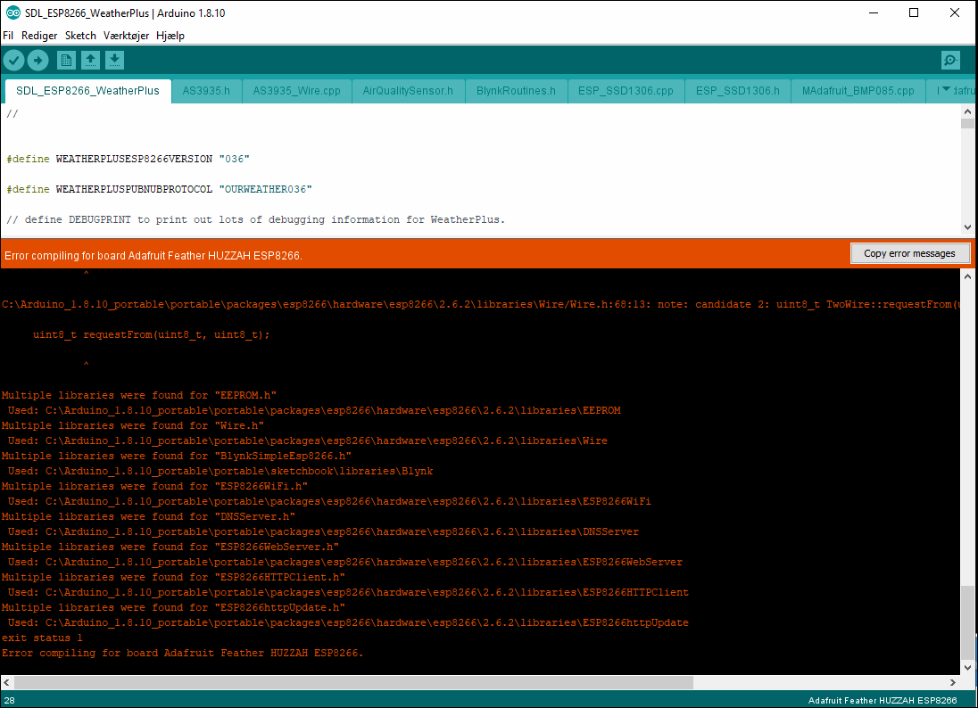 Arduino IDE compiler error